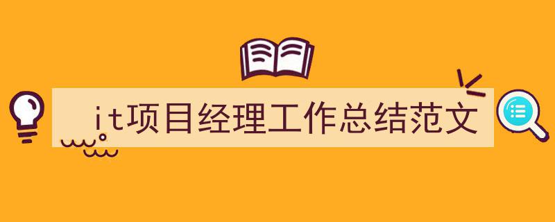 3招搞定《it项目经理工作总结范文》写作。（精选5篇）"/